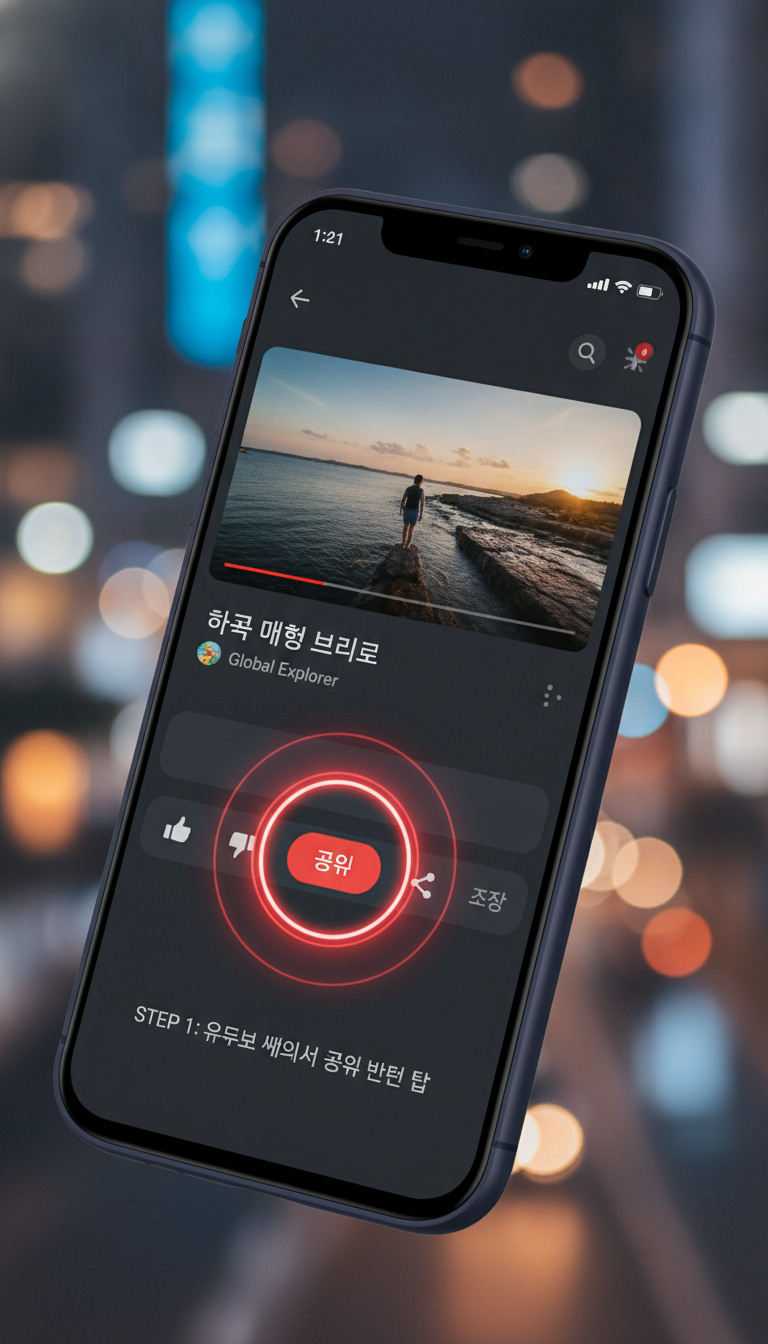 YouTube 앱에서 공유 버튼 탭